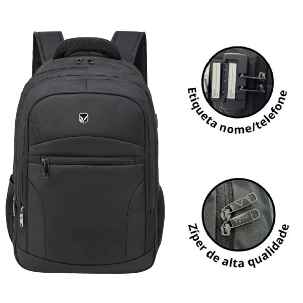 Mochila Notebook Executiva Anti Furto com Cadeado e USB - Imagem 3