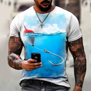 Camiseta Pescaria Anzol Peixe Mar