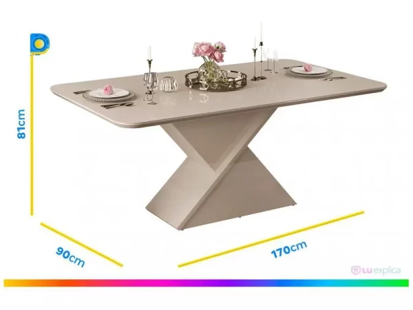 Mesa de Jantar 6 Cadeiras Retangular Off White e Saara DJ Móveis Firenze - Imagem 6