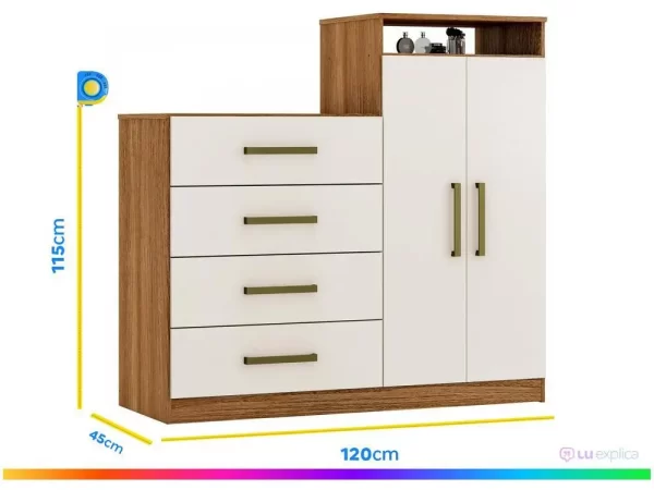 Cômoda 4 Gavetas 2 Portas Demóbile Aurea - Imagem 6