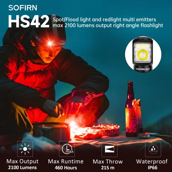 Sofirn hs42 farol 2100lm 18650 edc usb c recarregável com banco de potência lanterna sst40 led tocha com magnético para acampamento - Imagem 2