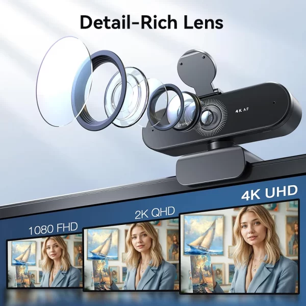 4k webcam autofoco 1080p 60fps câmera de vídeo para computador pc web cam emeet nova usb 4k mini câmera com microfones para conferência/reunião, Entrega local no Brasil, frete grátis e isenção de impostos - Imagem 2
