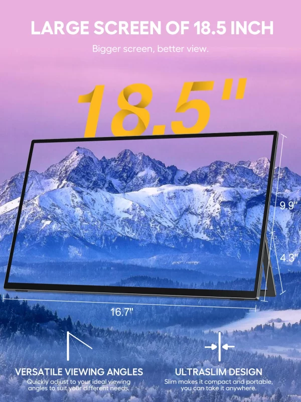 Monitor portátil inteligente com tela sensível ao toque UPERFECT de 18,5 "com estrutura de metal FreeSync 100% sRGB HDR 120 Hz extensor de tela de jogos para switch Xbox PS5 laptop - Imagem 2