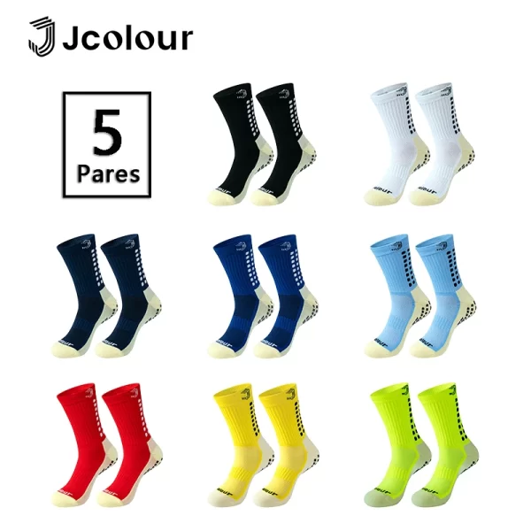 Meias de futebol de cano médio, Meias esportivas masculinas, Meias grossas de treino, Meias de ciclismo confortáveis, 5 Pares