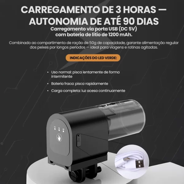 Alimentador automático para peixes Newpet, temporizador inteligente, dispensador automático de comida para peixes com bateria, fácil instalação para alimentação de aquários e tanques de peixes - Imagem 3