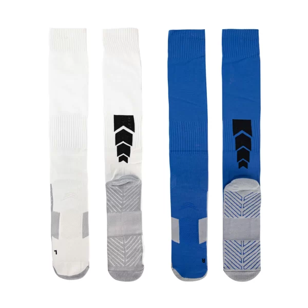 Frete grátis Kit 4 Meias esportivas masculinas de futebol acima do joelho com sola meias cano longo antiderrapantes - Imagem 3
