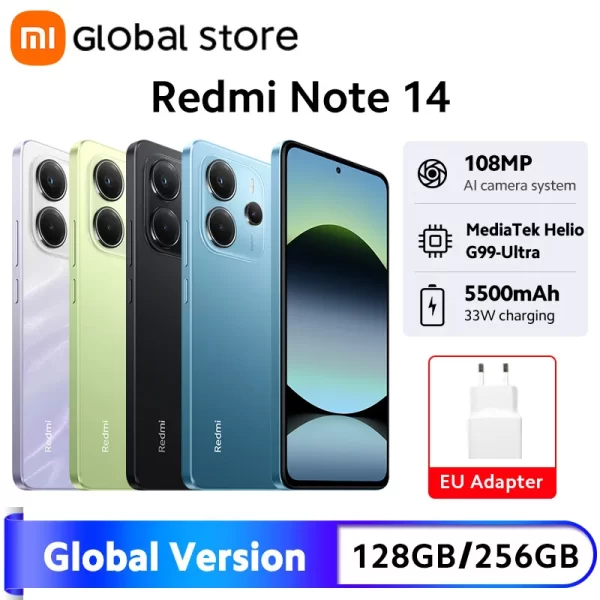 Nova versão global xiaomi redmi note 14 smartphone 128gb/256gb rom mediatek helio G99-Ultra 33w120hz amoled 108mp 5500mah - Imagem 6