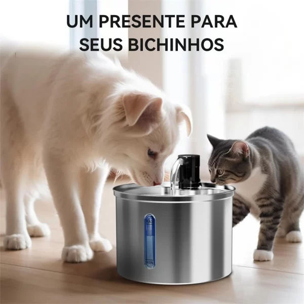 Newpet Bebedouro de aço inoxidável para gatos 3L Bebedouro para cães Bebedouro automático para animais de estimação Bebedouro para gatos Fonte de água 5V com alimentação USB - Imagem 5