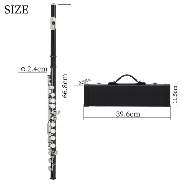 Slade c chave flauta 16 buracos fechados flauta desempenho de concerto flauta profissional instrumentos de sopro flauta transversal com chave e - Imagem 6