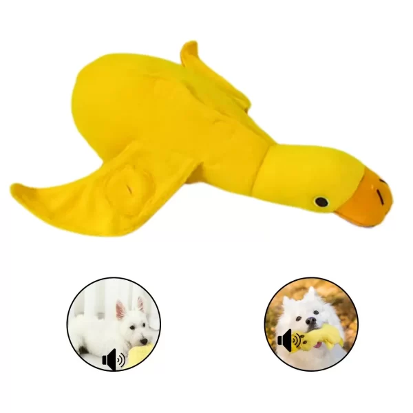 Brinquedo Pet Pelúcia Interativo Pato Mordedor Apito