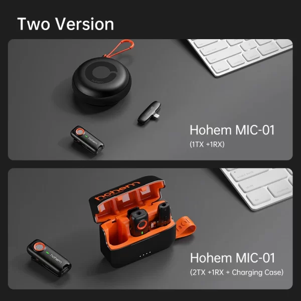 Hohem-MIC-01 Microfone sem fio Lavalier, gravação com cancelamento de ruído, bateria de 20 horas, iPhone, Android, Live Streaming - Imagem 3