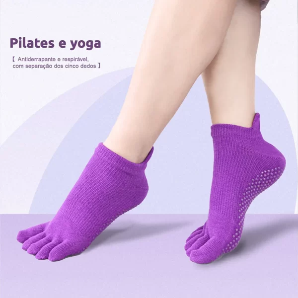 3 Pares, Meias Esportivas de Cinco Dedos, Algodão 3 Pares de Meias invisíveis, Antibacterianas, Desodorantes, Antiderrapantes - Imagem 2