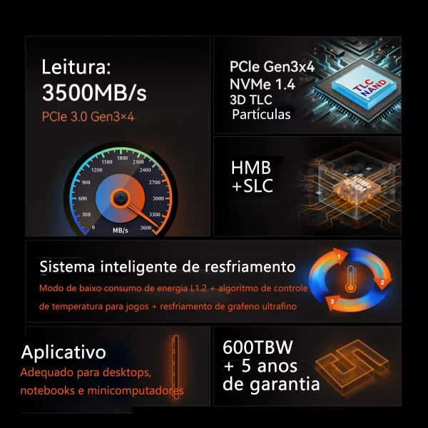 KOOTION X15 Nvme M2 SSD 256GB 512GB 1TB 2TB SSD Nvme PCIe 3.0x4 M.2 2280 Disco rígido Unidade de estado sólido interna para laptop desktop - Imagem 2