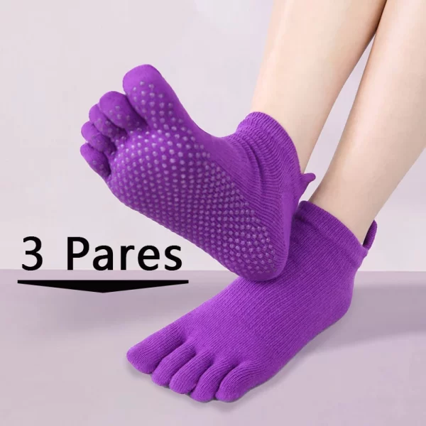 3 Pares, Meias Esportivas de Cinco Dedos, Algodão 3 Pares de Meias invisíveis, Antibacterianas, Desodorantes, Antiderrapantes