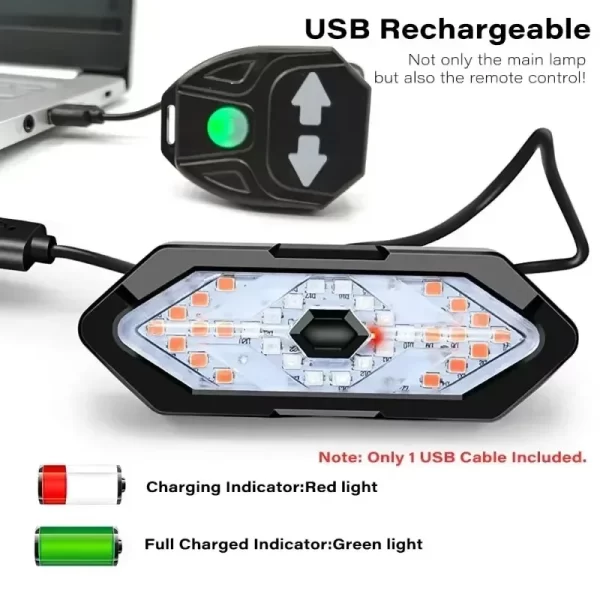 Luz Traseira para Bicicleta USB Recarregável com Controle Remoto - Imagem 6
