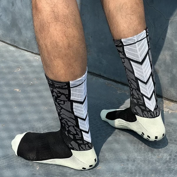 3 Pares，Meia de futebol alta antiderrapante，Meias esportivas grossas，Meias de poliamida para homens，Malha respirável - Imagem 5
