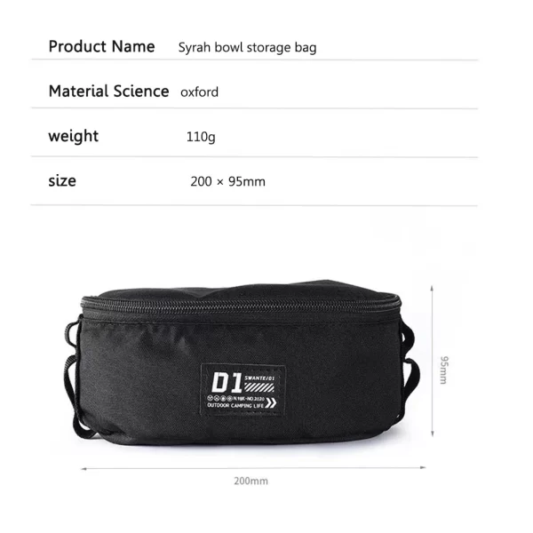 Oxford pano sierra tigela bolsa portátil sierra tigela organizador portátil zíper utensílios de mesa acessório proteção para acampamento ao ar livre - Imagem 6