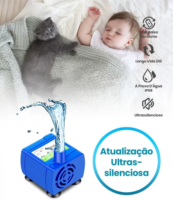 Newpet Mini bomba submersível DC 5V 160L/H 1,5W Bomba de água USB ultra-silenciosa para animais de estimação Bomba de água com motor sem escova - Imagem 6