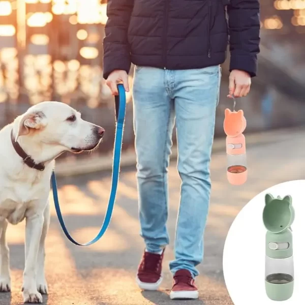 Garrafa de água para viagem de cachorro, tigela de viagem à prova de vazamento, alimentador com recipiente de comida, acessórios ao ar livre para caminhar