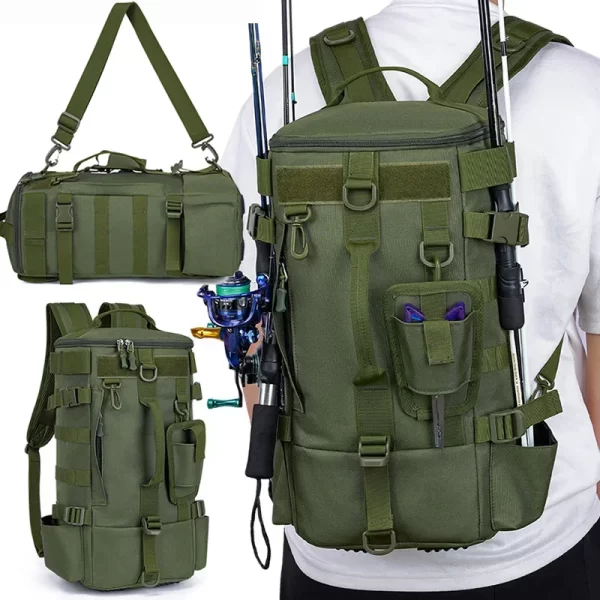 Grande capacidade de armazenamento de artes de pesca mochila saco de pesca separação seca molhada à prova de respingo luya saco caminhadas pesca acampamento pacotes