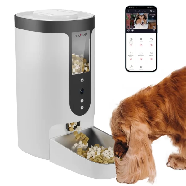 Newpet Tuya Alimentador Automático para Animais de Estimação de Grande Capacidade Alimentador Inteligente para Gatos com Aplicativo Dispensador de Comida Lenta para Cães com Temporizador de Voz Wifi