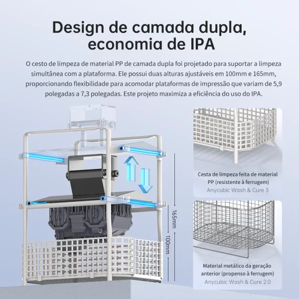 Anycúbico lavagem & cura 3 4 litros grande volume máquina de cura para impressora 3d resina lcd dlp para photon mono 4 - Imagem 3