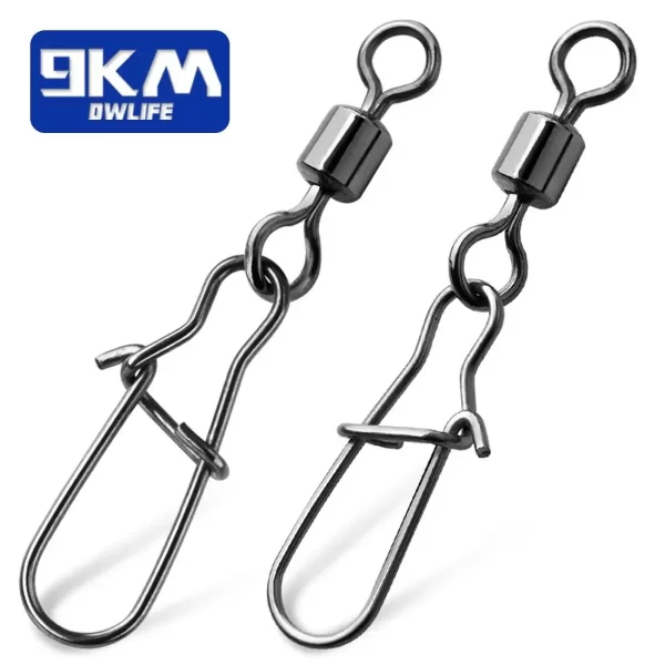 Duo-lock snap gira 50 ~ 200 pçs pesca giratória snap latão inoxidável pesca de água salgada rolamento barril conectores giratórios enfrentar