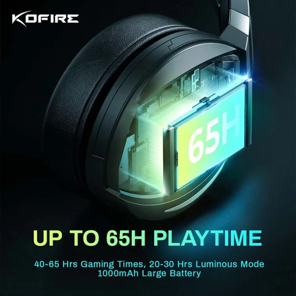 Kofire UG-06 Gaming Headset Baixa Latência 2.4G Bluetooth Fones de ouvido sem fio com microfone RGB luz gradiente com fio para PC PS5 Switch - Imagem 5