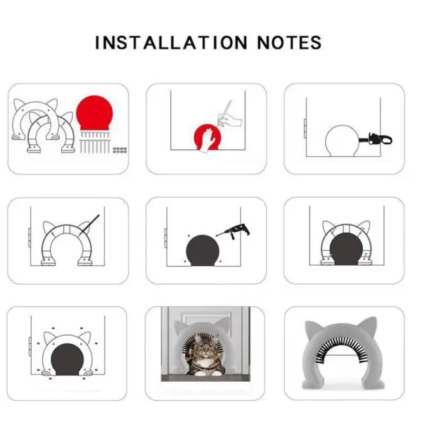 Access Direction Controller Toy para Pet Training, ABS Gate Kit Porta com escova limpa para gatos e gatinhos, Door Hole - Imagem 6