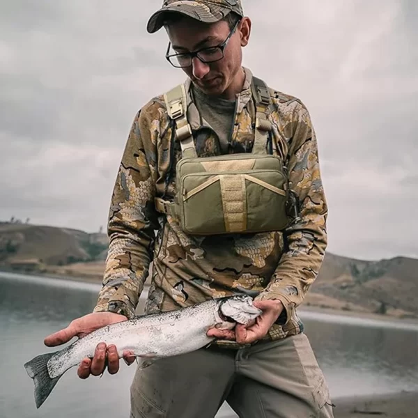 Pacote de peito de pesca, bolsa de pesca com mosca para homens e mulheres, pacote de armazenamento de caixas de equipamento e mosca, pacote binocular de caça - Imagem 6
