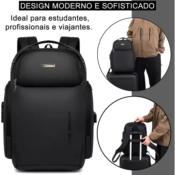 Mochila Antifurto Bolsa Executiva Usb Trava de Zíper Impermeável - Imagem 2