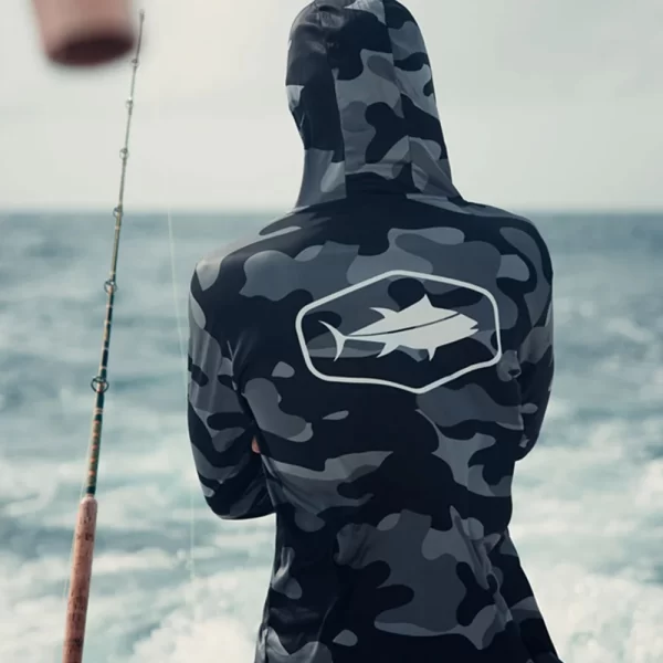 Vela hoodies engrenagem de pesca manga longa camisas com capuz blusas para pesca peixe desempenho vestuário camisa de pesca uv manga longa - Imagem 3