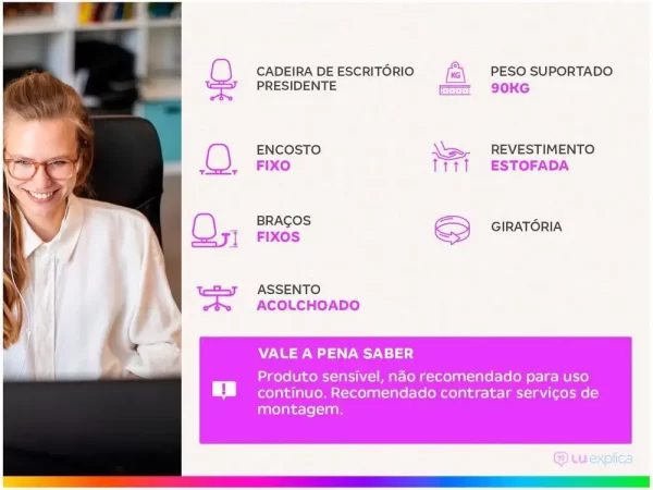 Cadeira de Escritório Presidente Giratória PRE-002 - Imagem 2