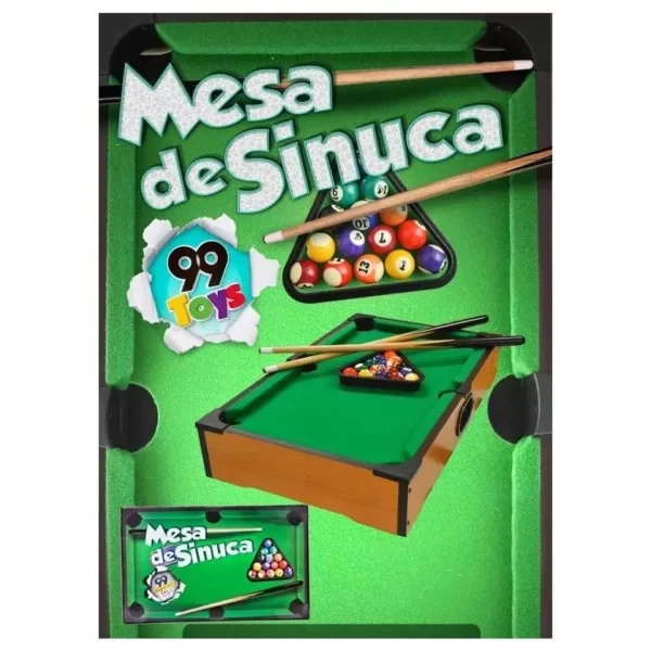 Mesa Sinuca Bilhar Mini Infantil Tacos Madeira Giz Completa- Brava - Imagem 2