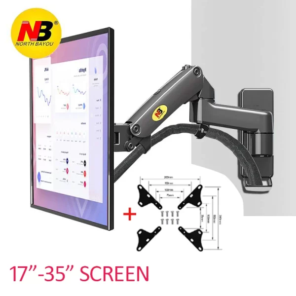 Nb novo f150 3-12kg braço longo 17 "-35" monitor tv montagem na parede tela de alumínio gás mola imprensa de ar suporte de parede tv