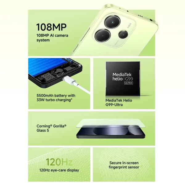 Versão global xiaomi redmi note 14 smartphone helio G99-Ultra 108mp câmera ai 6.67 "120hz display amoled 33w 5500mah bateria - Imagem 2