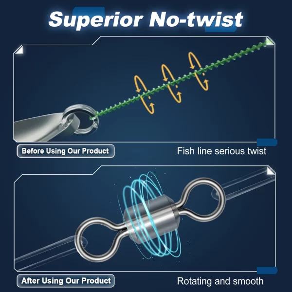 Gira de pesca 25 ~ 100 peças, barril de rolamento de aço inoxidável, conector de linha de pesca, micro giratório, anéis sólidos, equipamento de pesca - Imagem 6