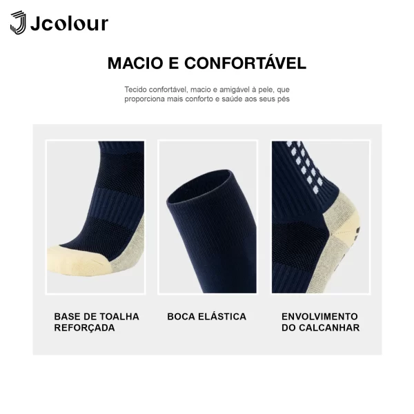 Frete grátis Jcolour Kit 3 Meias Longas de Futebol Adulto Cano Alto Antiderrapante Conforto e Suporte Esportes Intensos - Imagem 6