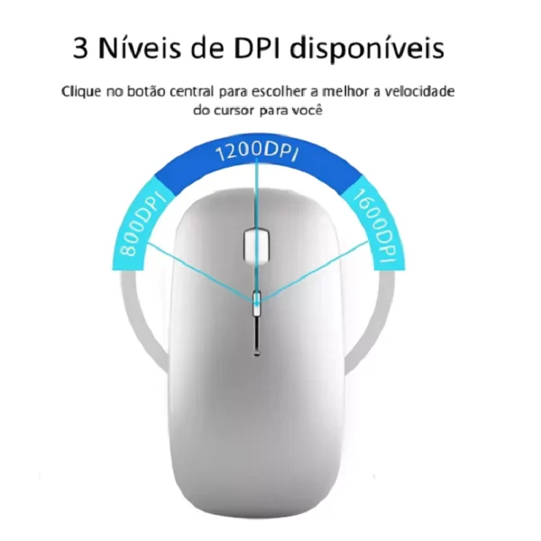 Mouse Sem Fio Sem Fio Com Bateria Interna Recarregavel 2,4 Ghz Led RGB Home Office - Imagem 4