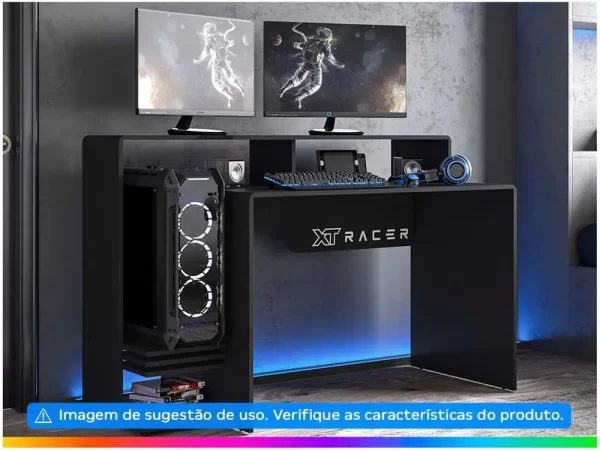 Mesa Gamer XT Racer Expert Preta e - Imagem 2