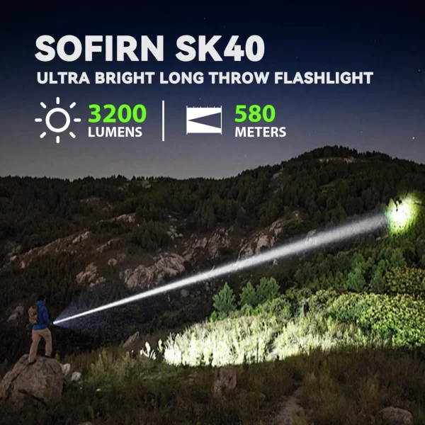 Sofirn sk40 21700 lanterna recarregável sft70 led 3200lm poderosa tocha tática 580m de longo alcance com holofote - Imagem 4