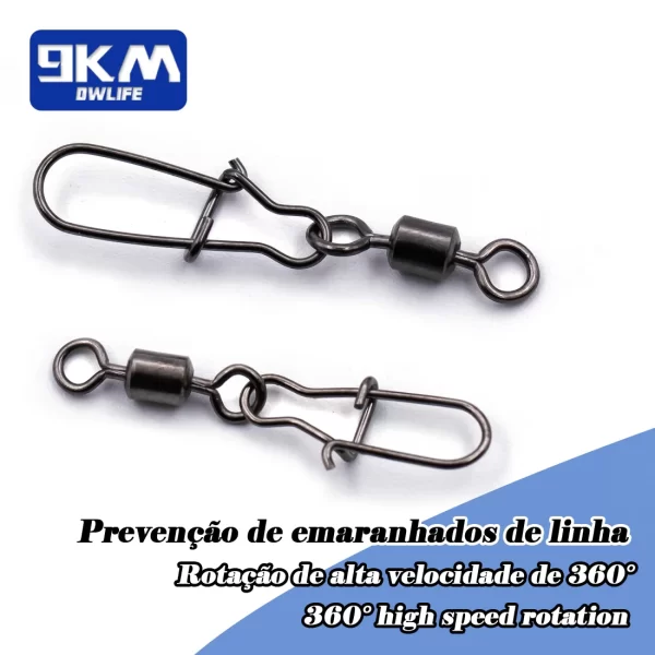 Duo-lock snap gira 50 ~ 200 pçs pesca giratória snap latão inoxidável pesca de água salgada rolamento barril conectores giratórios enfrentar - Imagem 5