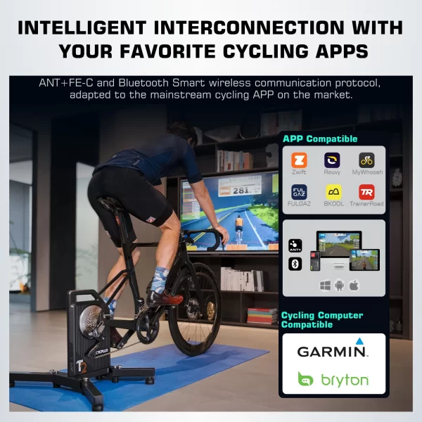 Cycplus t2 ciclismo inteligente bicicleta trainer exercício rolo treinamento interno ant + ble 5.0 acessórios da bicicleta - Imagem 4