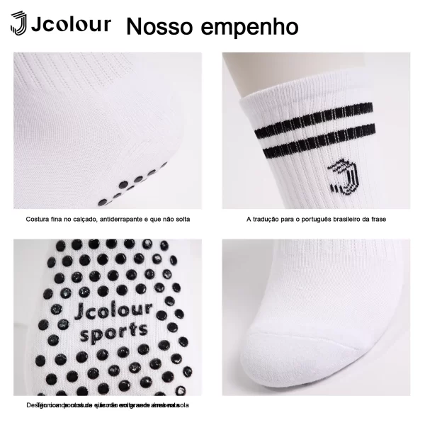 Kit 5 pares Meias de Futebol Femininas Esportivas Pretas e Brancas Transpiráveis Antiderrapantes - Imagem 6