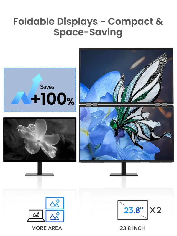 UPERFECT 23,8" Monitor duplo 100Hz USB-C HDMI Extensor de tela portátil para jogos Laptop 1080P HDR para Windows Mac Android IOS Phone PS4/Switch/Xbox - Imagem 3
