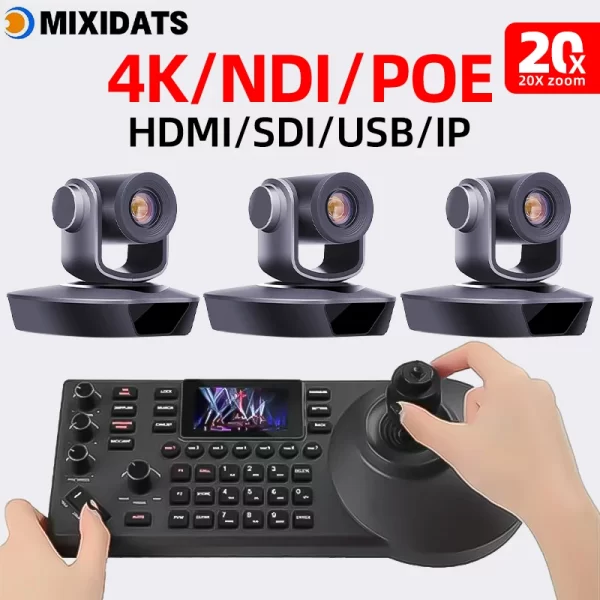 Kit de câmera de videoconferência 4K PTZ Câmera 20X Zoom NDI SDI HDMI IP USB Igreja transmissão ao vivo NDI PTZ controlador de câmera 1-8pcs - Imagem 3