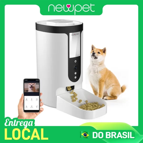 Controle remoto WiFi automático com capacidade de 4L Newpet Alimentador inteligente para animais de estimação com controle por aplicativo, dispensador de alimentos para cães e gatos com câmera -Bivolt