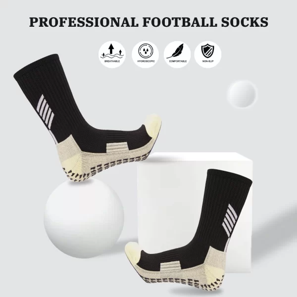 Frete grátis Kit 3 pares Meias De Futebol Profissionais Esportivo Antiderrapantes De silicone Respiráveis - Imagem 5