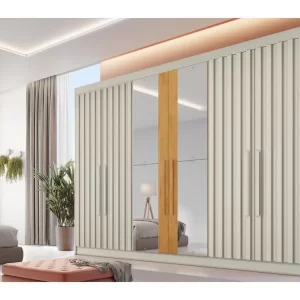 Guarda-Roupa Casal Potente com Espelho e 6 Portas