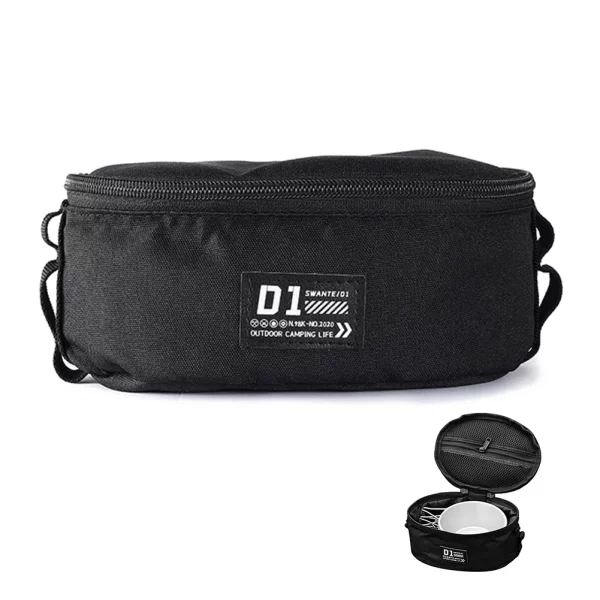 Oxford pano sierra tigela bolsa portátil sierra tigela organizador portátil zíper utensílios de mesa acessório proteção para acampamento ao ar livre - Imagem 2